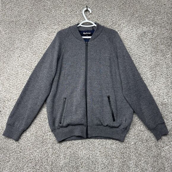 Barbour Jacket Men XXL Weather Comfort Wool Full Zip Lined Gray Knit Heavyweight - Picture 1 of 16